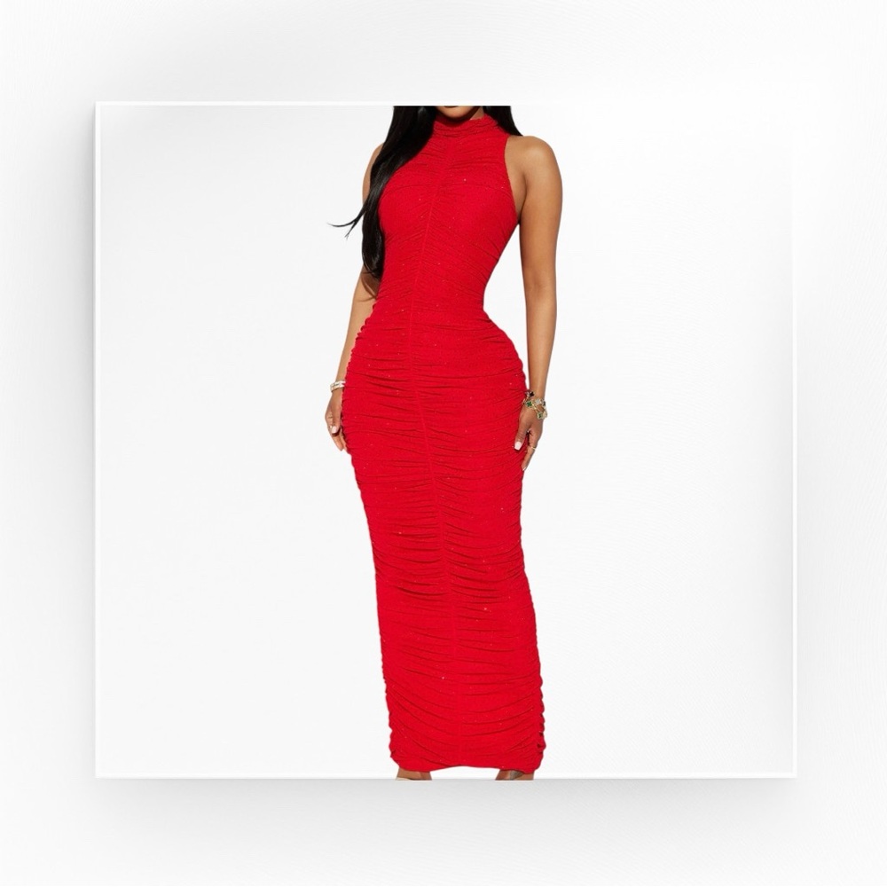 Fashion Nova Vibrant Red Maxi Dress